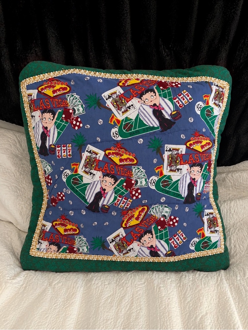 Betty Boop Las Vegas Vintage Home made quilt that turns into a throw pillow